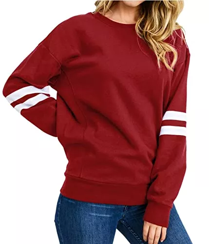 Neitooh Pullover & Strickmode Neitooh Damen Sweatshirt Rundhals Sweatshirt Damen Baumwolle Pullover Damen Langarmshirt Casual Oberteile Tops