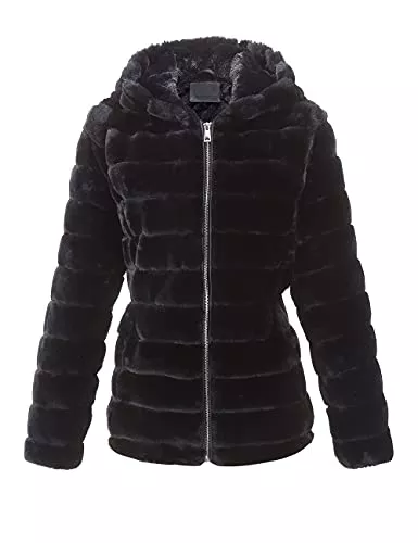 BELLIVERA Mäntel BELLIVERA Damen Kunstpelz Zotteliger Mantel Herbst Winter Warme Mode Lange Ärmel Reißverschluss Kurz Kapuze Jacke