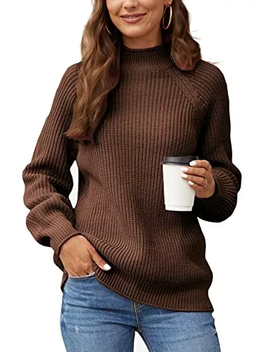 FUERI Pullover & Strickmode FUERI Pullover Damen Strickpullover Grobstrick Rollkragen Einfarbig Winter Herbst Sweatshirt