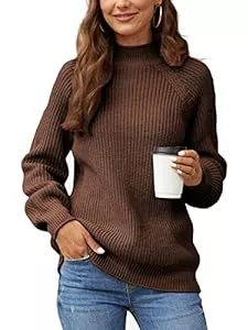 FUERI Pullover & Strickmode FUERI Pullover Damen Strickpullover Grobstrick Rollkragen Einfarbig Winter Herbst Sweatshirt