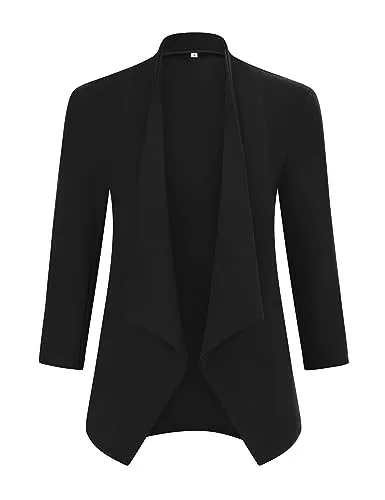 HAUSPROFI Kostüme HAUSPROFI Blazer Damen Elegant Sportlich 3/4 Ärmel Open Front Business Jacke（Verpackung MEHRWEG）