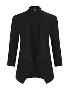 HAUSPROFI Kostüme HAUSPROFI Blazer Damen Elegant Sportlich 3/4 Ärmel Open Front Business Jacke（Verpackung MEHRWEG）