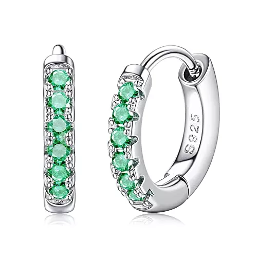 YADOCA Schmuck YADOCA 925 Sterling Silber Creolen für Damen Mädchen Huggie Creolen Ohrringe Hypoallergen Cubic Zirkonia Small Sleeper Ohrringe Schmuck Silber/Schwarz/Blau/Grün