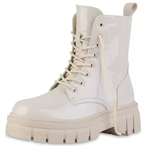 VAN HILL Stiefel VAN HILL Damen Stiefeletten Plateau Boots mit Blockabsatz Profilsohle