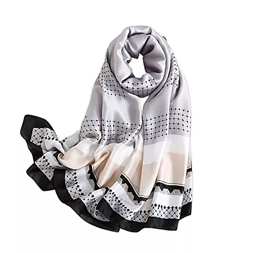 LumiSyne Schals & Tücher LumiSyne Seidenschals Damen Blume Blätter Gedruckt Künstlerisch Farbnähte Kollokation Mode Seidentuch Damen Lange Halstücher Tücher Stola Warme Sonnencreme Schal Ganzjährig