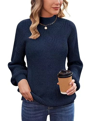 Zeagoo Pullover & Strickmode Zeagoo Damen Pullover Gestrickt Pulli Rollkragenpullover Strickpullover Grobstrickpullover Lose Langarm Beiläufige Sweatshirts Oversize Warm Winter Oberteile S-XXL