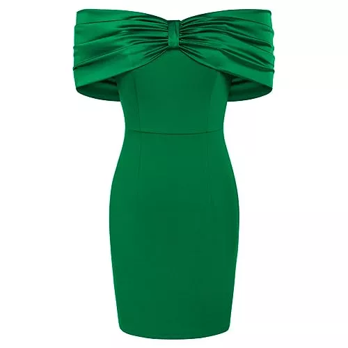 Kate Kasin Cocktail Kate Kasin Frauen Kontrast Stoff Party Kleid Schulterfrei Mid-Thigh Bodycon Kleid KK0631A23