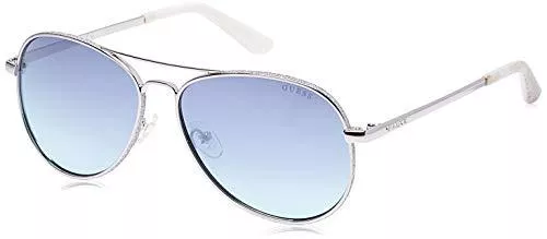 Guess Sonnenbrillen & Zubehör Guess Unisex-Erwachsene GU7555 10X 59 Sonnenbrille, Grau (Nichel Stagno Chiaro Luc/Blu Specchiato), 59