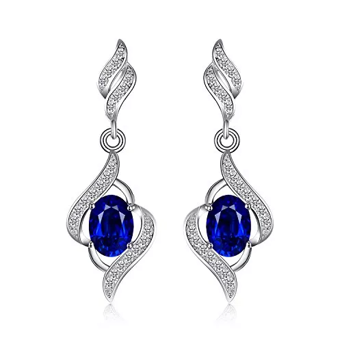 JewelryPalace Schmuck JewelryPalace Luxus Oval 2.2ct Erstellt Blau Saphir Ohrhänger Ohrstecker, Blauer Stein Schmuck Set, Ohrringe Silber 925 Mädchen Echt Silber Damen 925, Schmuck Ohrringe Frauen Geschenke Rosegold Gold