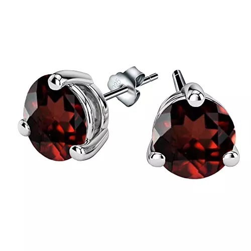 Tibetan Silver Schmuck Ohrstecker aus 925er Sterlingsilber mit mehreren Edelsteinen, rund, 6 x 6 mm, Modedesigner-Schmuck für Damen