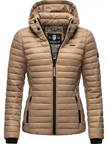 MARIKOO Jacken MARIKOO Damen leichte Übergangsjacke Steppjacke mit Kapuze Samtpfote XS-XXL