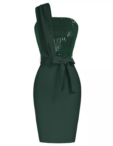 GRACE KARIN Cocktail GRACE KARIN Damen Pailletten Cocktailkleid Ärmellos Party Glitzer Kleider für Hochzeit One Shoulder Bodycon Abendkleid