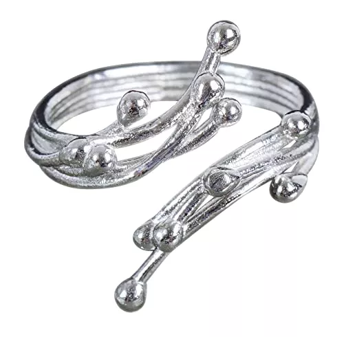 NicoWerk Schmuck NicoWerk Damen Silberring Verspielt aus 925 Sterling Silber Glänzend Sandmatt Aufsehenerregend Verstellbar Offen SRI781