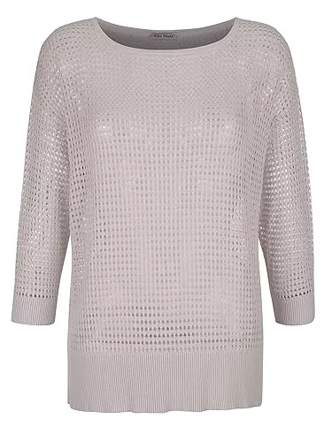 Alba Moda Pullover & Strickmode Alba Moda Strickpullover Damen UBootAusschnitt 3/4-Arm aus Ajour-Strick Uni