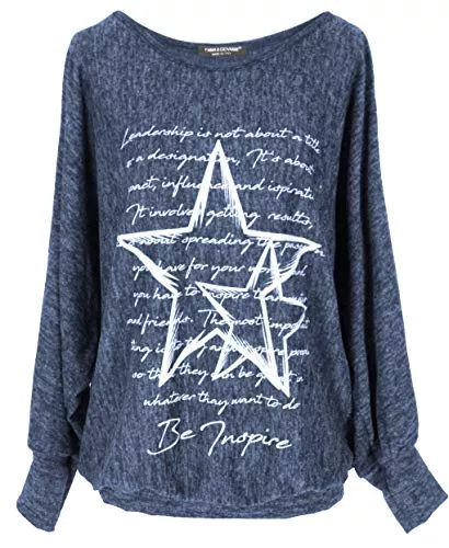 Emma & Giovanni Pullover & Strickmode Emma & Giovanni - Pullover/Sweatshirt Loose Fit mit Sternenaufdruck - Damen