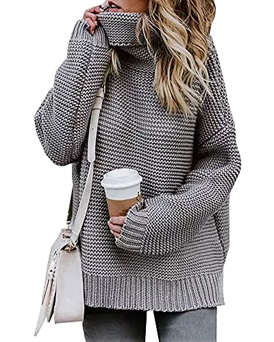 Imuedaen Pullover & Strickmode Imuedaen Pullover Damen Elegant Rollkragenpullover Langarm Strickpullover Lässiges Stricken Pulli Winter Sweatshirt Oberteile