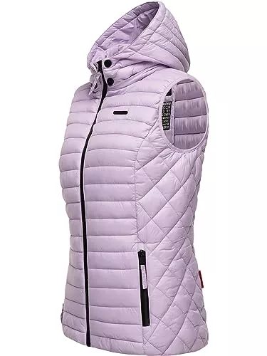 MARIKOO Westen MARIKOO Damen Übergangsjacke leichte Steppweste mit abnehmbarer Kapuze Hasenpfote XS-3XL