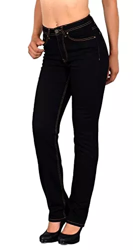 ESRA Jeans ESRA Damen Jeans Hose High Waist Jeans Damen Straight Leg Hose bis Übergröße G300