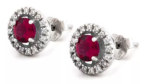 Empire Elements Schmuck Empire Elements - Sterling Silber S925 Ohrring Damen besetzt mit roten Zirkonia