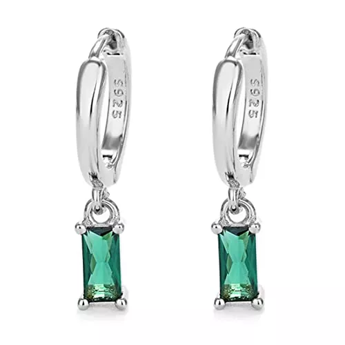 BEYEQCEZ Schmuck Silber Ohrringe Damen mit grünem Tropfen, Creolen Silber für Frauen 925 Silber Ohrringe Kreolen, Kristall Ohrringe Hängend, 925 Silber Anhänger Ohrringe für die Hochzeitsfeier der Frauen