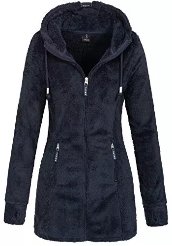 Sublevel Mäntel Sublevel Damen Teddyfleece-Jacke Mantel LSL-357 mit Kapuze