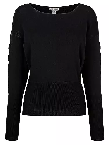 Alba Moda Pullover & Strickmode Alba Moda Strickpullover Damen UBootAusschnitt Langarm mit Cut-Outs Uni