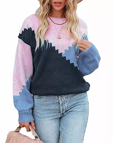 Necooer Pullover & Strickmode Necooer Pullover Damen Langarm Winter Outwear Lässiger Strickpullover Eleganter Pullover mit Liebesdruck für Frauen