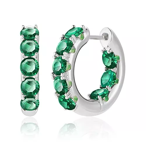 Secroma Schmuck Gold Huggie Creolen 16 Karat vergoldet grün klein Creolen Ohrstecker Zirkonia zierlicher Schmuck für Frauen Geschenk