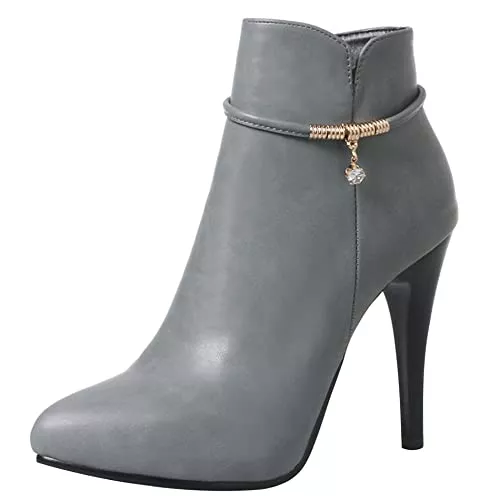 Lroey Reoly Stiefel Lroey Reoly Stöckelschuhe Für Damen, Anzugstiefel Höhe Ferse Pointed Toe Stiefeletten Zip Glitzersteine, Gr 33-54