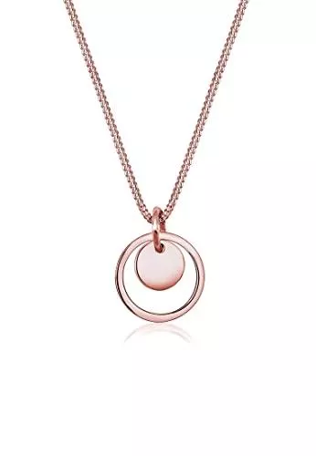 Elli Schmuck Elli Halskette Damen Kreis Plättchen Anhänger Geo in 925 Sterling Silber