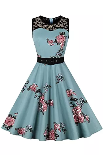 AXOE Cocktail AXOE Damen Polka Dots Kleid 50er Jahre Rockabilly Cocktailkleid