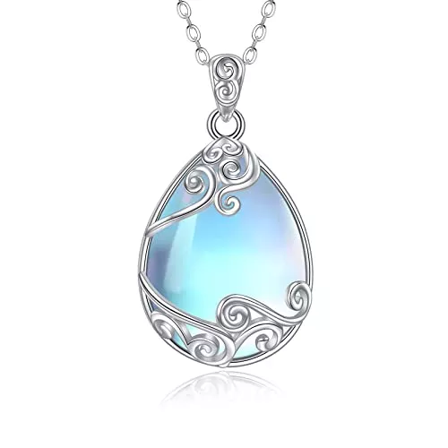 YAFEINI Schmuck YAFEINI 925 Sterling Silber Mondstein Kette Filigrane Anhänger Halskette Schmuck für Damen Mädchen