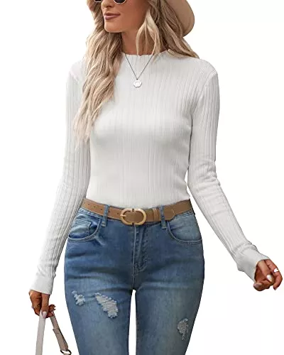 OUGES Pullover & Strickmode OUGES Damen Pullover Rollkragenpullover Basic Strickpullover Langarmshirt Oberteile Stretch Weich Pulli mit Stehkragen Rolli Langarm Herbst