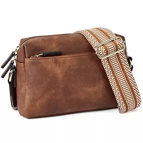 BOSTANTEN Taschen & Rucksäcke BOSTANTEN Damen Handy Umhängetasche, PU Leder Crossbody Schultertasche, Umhängetasche mit Breitem Gurt, Reißverschlusstasche Handytasche zum Umhängen Damen für Designer
