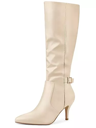 Allegra K Stiefel Allegra K Damen-Stiefel mit spitzem Zehenbereich, Stiletto-Absatz, kniehohe Stiefel