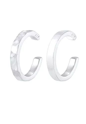 Elli Schmuck Elli Ohrringe Damen Earcuff 2er Set Organic Look Minimal Basic Verstellbar in 925 Sterling Silber