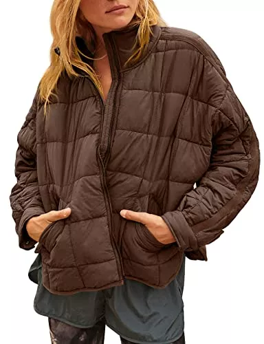 GeGekoko Jacken GeGekoko Damen Leichte Winterjacke Packbar Oversized Steppjacke Kurz mit Reißverschluss Wasserabweisende Kurzer Daunenmantel