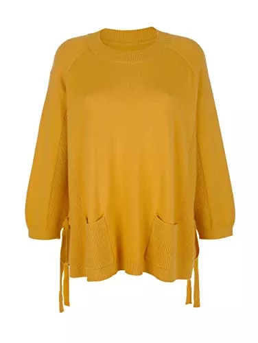 Alba Moda Pullover & Strickmode Alba Moda Oversized Pullover Damen Rundhals Langarm mit seitlichen Bändern zum Knoten Uni