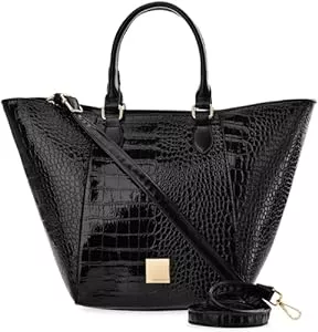 Generisch Taschen & Rucksäcke Generisch Monnari lackierte Damen Handtasche shopper bag Kroko Muster schwarz