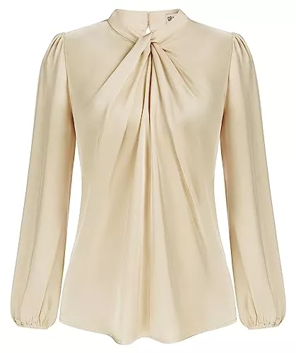 GRACE KARIN Langarmblusen GRACE KARIN Damen Casual Business Top Langarm Party Bluse Bowtie Oberteil
