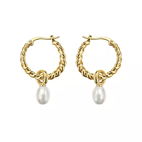 Bysonglezai Schmuck Perlenohrringe Damen Perle Ohrstecker Ohrringe Earrings Natürliche Süßwasserperle Tropfen Ohrringe Für Frauen Große Aussage Ohrring Geschenk Für Sie