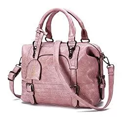 JOSEKO Taschen & Rucksäcke JOSEKO Damen Handtasche, Frauen Stilvolle Schulterbeutel PU Schultertasche Hobos Tote Retro Öl Wachs Kunstleder Umhängetasche Crossbody Tasche für Arbeit Einkaufen(Pink)