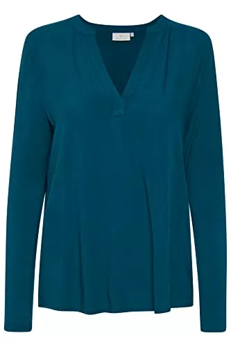KAFFE Langarmblusen Kaffe Langarm-Bluse Kacalina Damen Bluse Langarm Casual Basic Shirt V-Ausschnitt