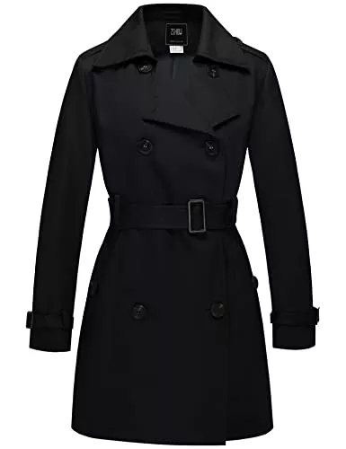 Wantdo Mäntel Wantdo Damen Trenchcoat Lang Mantel Frühling Winddicht Sommermantel Übergang Elegant Mäntel Frühlingsmantel Schulterklappen mit Gürtel Slim Fit Jacken