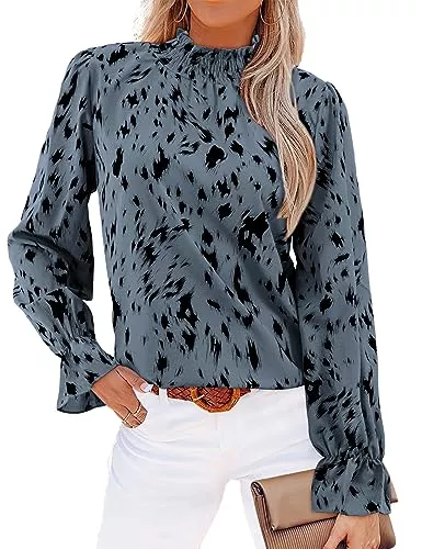 Beluring Langarmblusen Beluring Tshirt Damen Langarm Oberteile Stehkragen Bluse Shirt mit Volant Ärmel