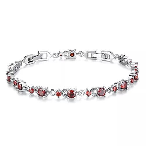 SUSBAG Schmuck Luxuriöses schlankes Tennisarmband für Damen, Weißgoldplattiert & Roségoldplattiert mit funkelnden 7 Stilen Kubikzircons Steine zur Auswahl für Armbänder im europäischen Stil