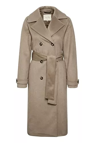 Kaffe Westen Kaffe Damen Trenchcoat mit Gürtel Lang Übergangsmantel Double Breasted Coat Damen Trenchcoat mit Gürtel Lang Übergangsmantel Double Breasted Coat