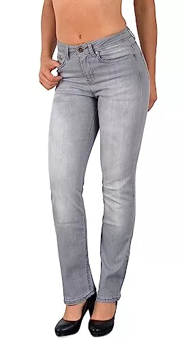 ESRA Jeans ESRA Damen Jeans Hose Jeanshose Damen Hochbund Straight-Fit gerader Schnitt High Waist Hose Jeans Damen Hose Straight Jeans Damen Stretch bis Übergröße Hose Plus Size G1300