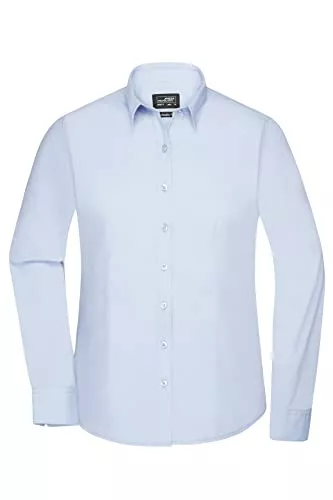James & Nicholson Langarmblusen James & Nicholson Damenbluse Poplin Langarm - Taillierte Bluse in pflegeleichtem Materialmix