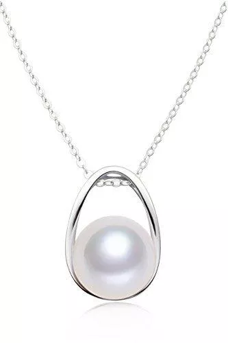 Pearl Family Schmuck Pearl Family Halskette mit Anhänger Sterling-Silber 925 weiße Süßwasserperlen 40,6 cm / 45,7 cm (verstellbar)